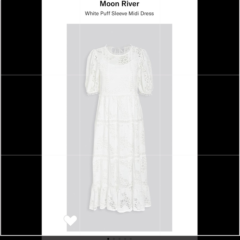Moon River white puff sleeve midi dress